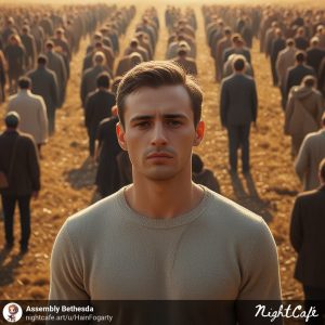 man facing a camera alone
