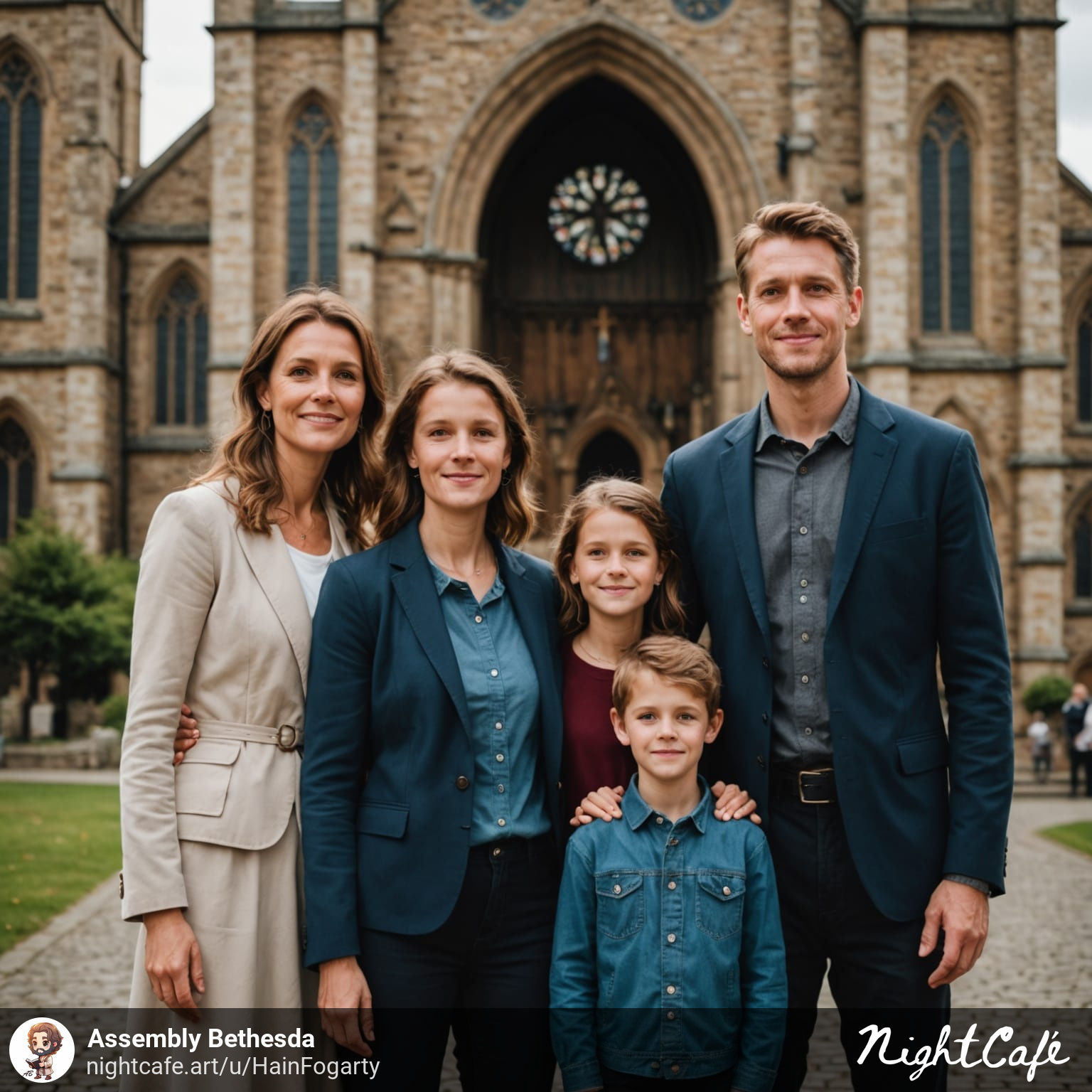 family of five 5 people 2 daughters and a son
