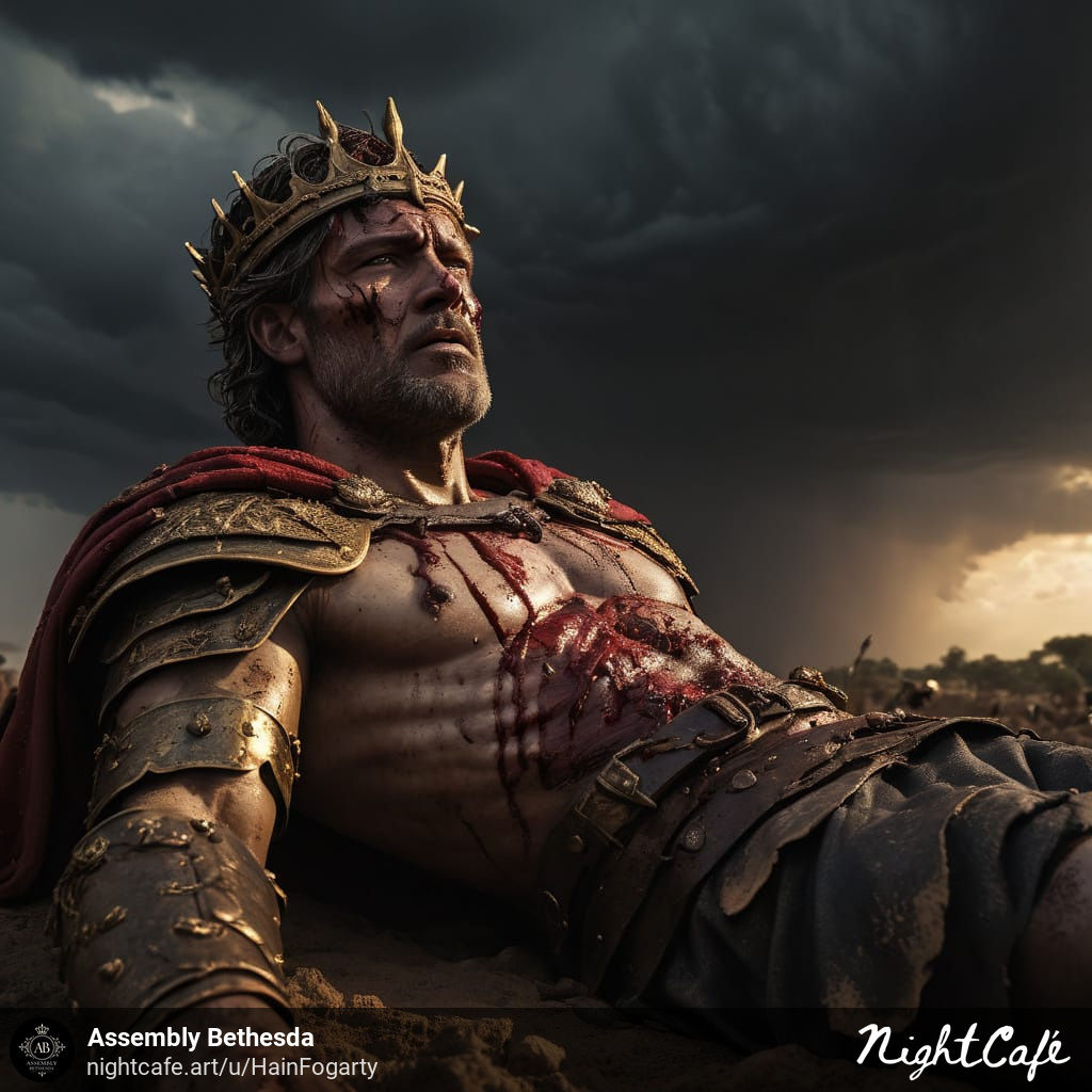 king Saul dying on the battlefield