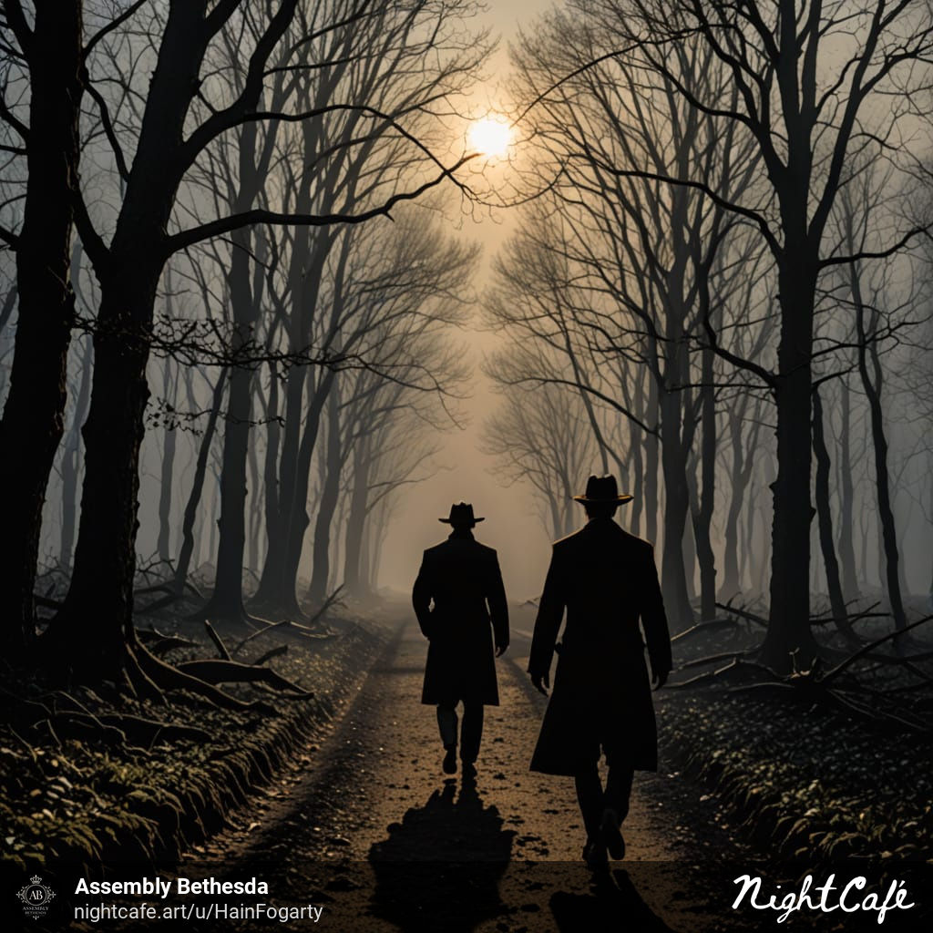 2 men Walking towards the light