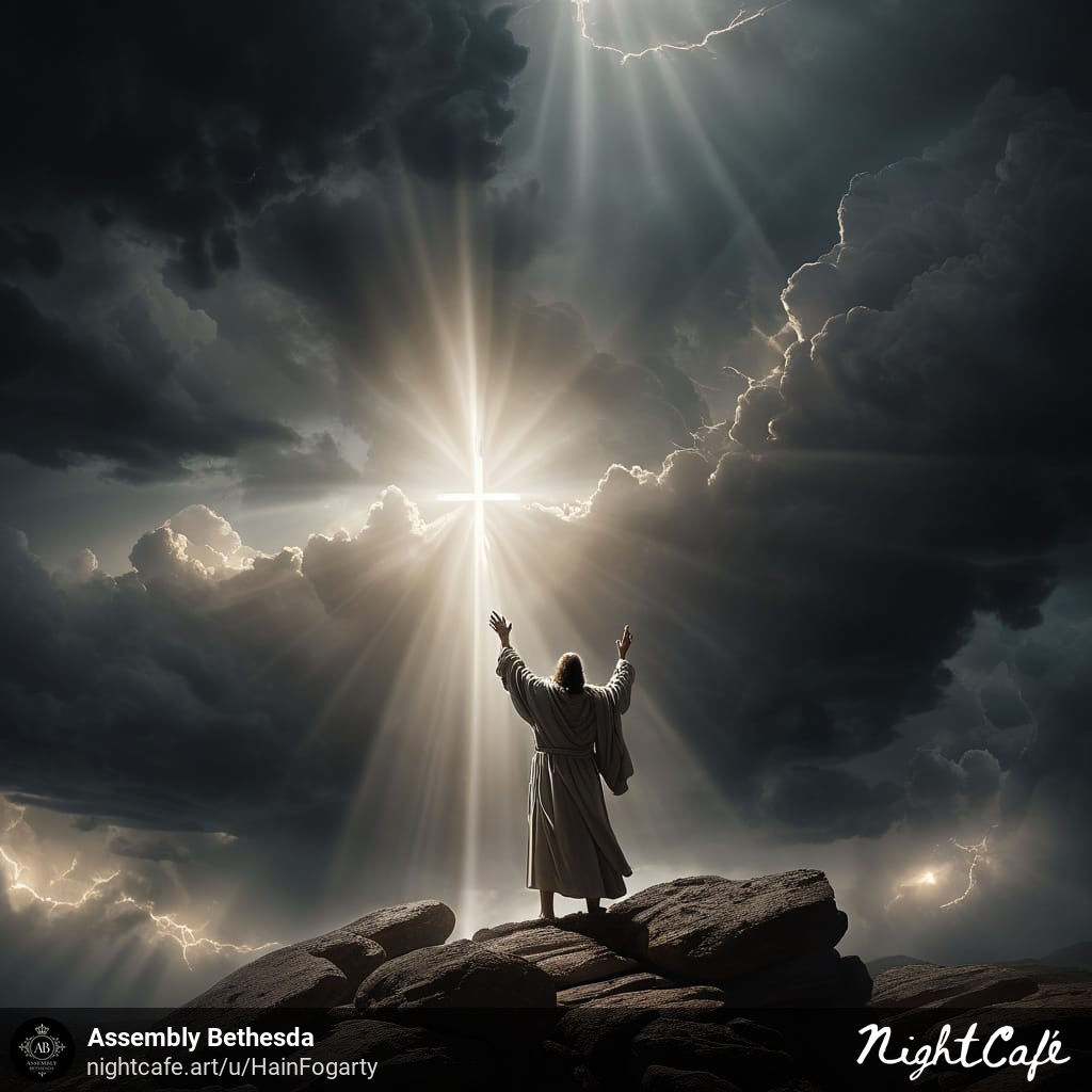 embracing christ on a hilltop