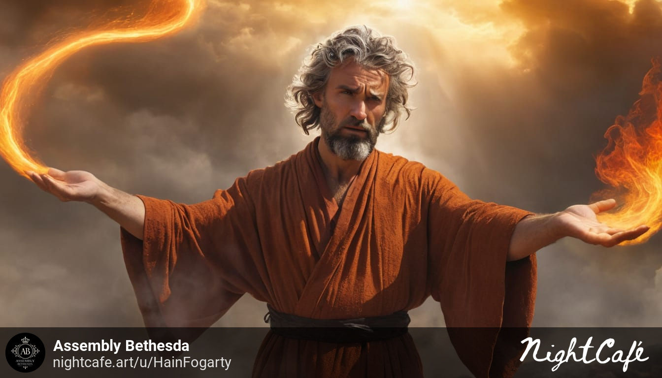 Obadiah with fire from his hands.