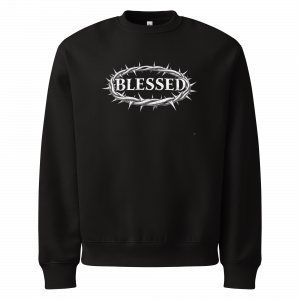 Oversized heavyweight sweatshirt "blessed inside a crown of thorns"