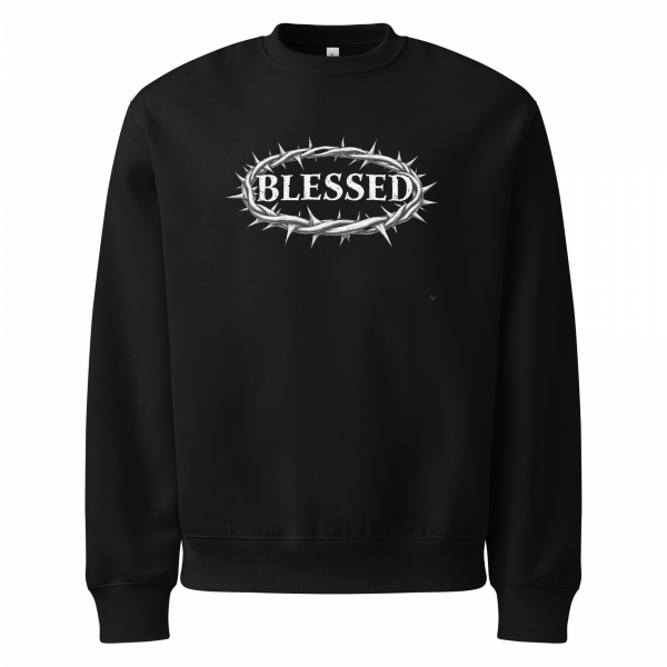 Oversized heavyweight sweatshirt "blessed inside a crown of thorns"