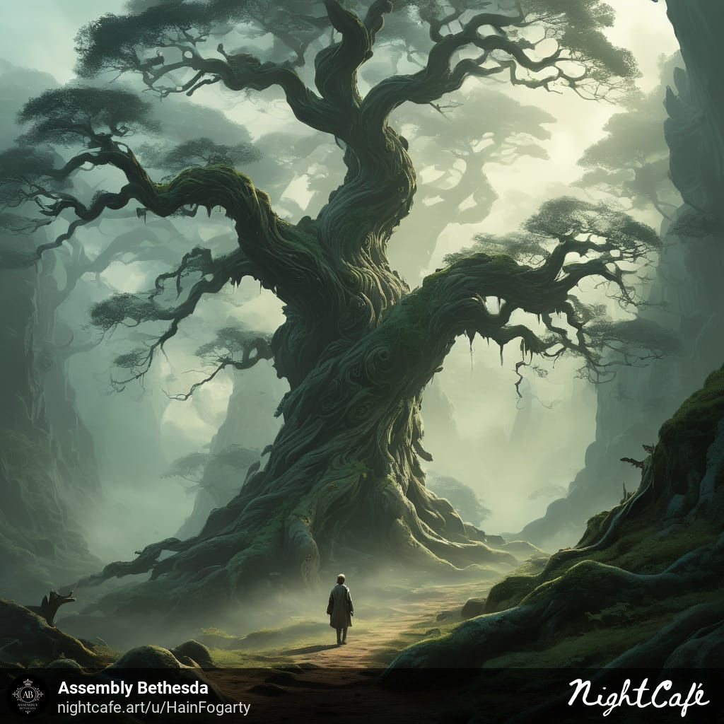 person standing infront of a tree