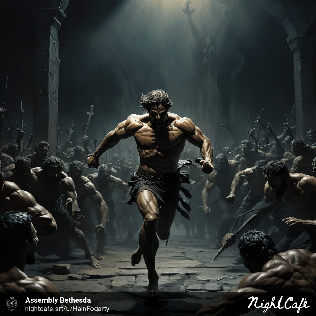 A man n a loincloth running