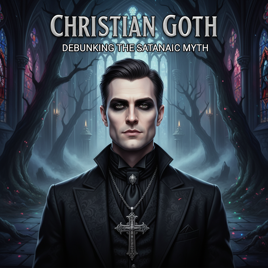 Goth standing in the woods