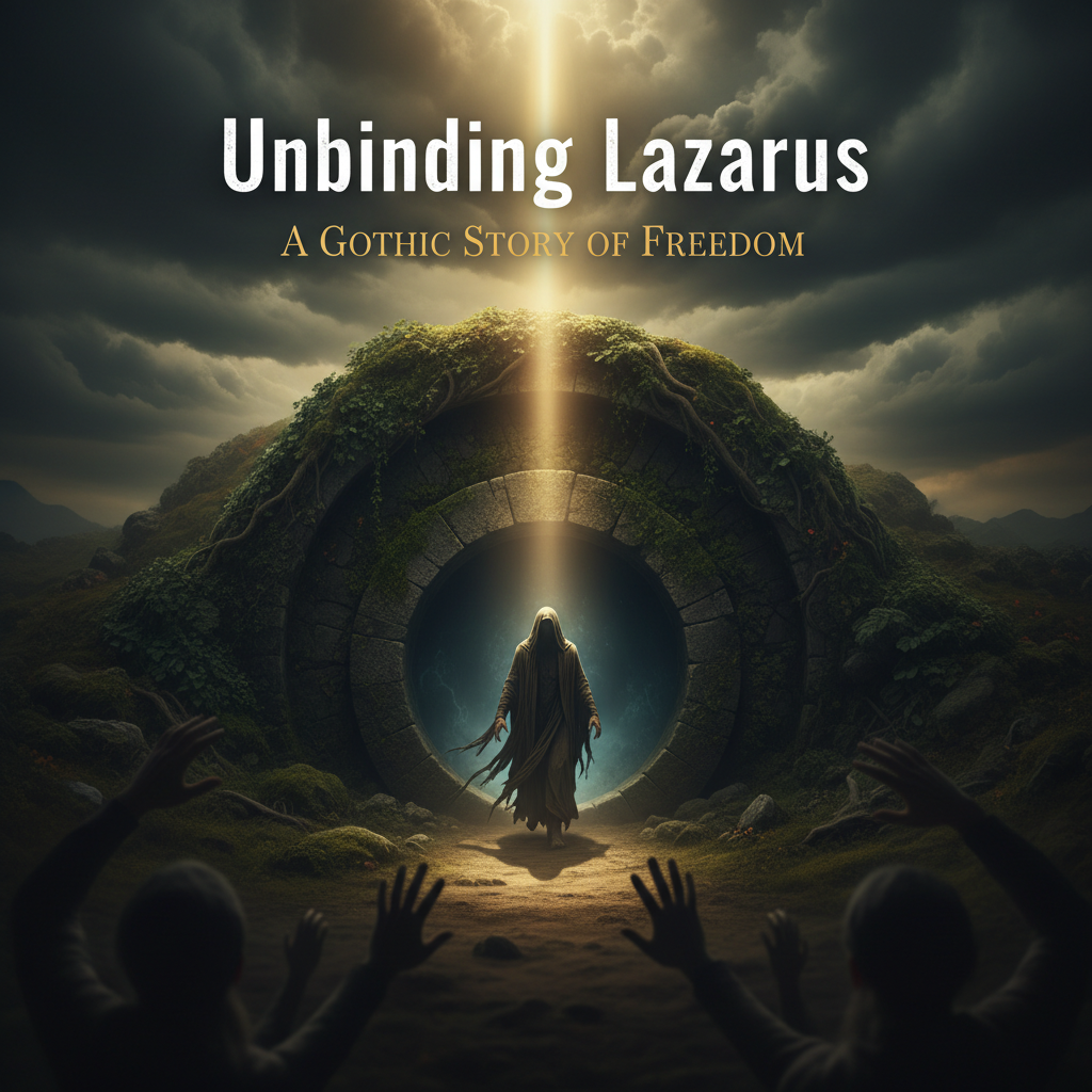 man walking out of tomb